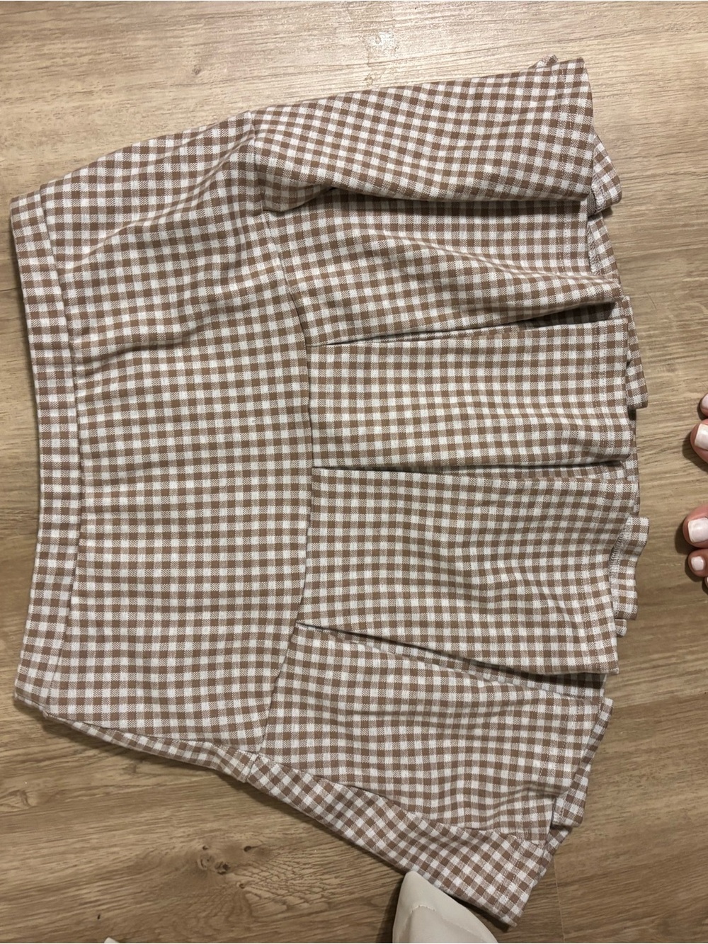 Plaid Mini Skirt in Brown and Cream - Women